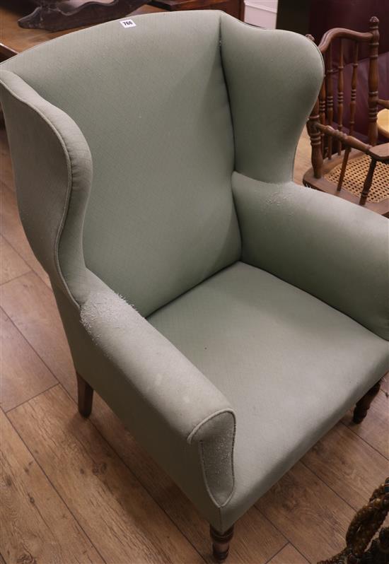 A Georgian mahogany small wing chair